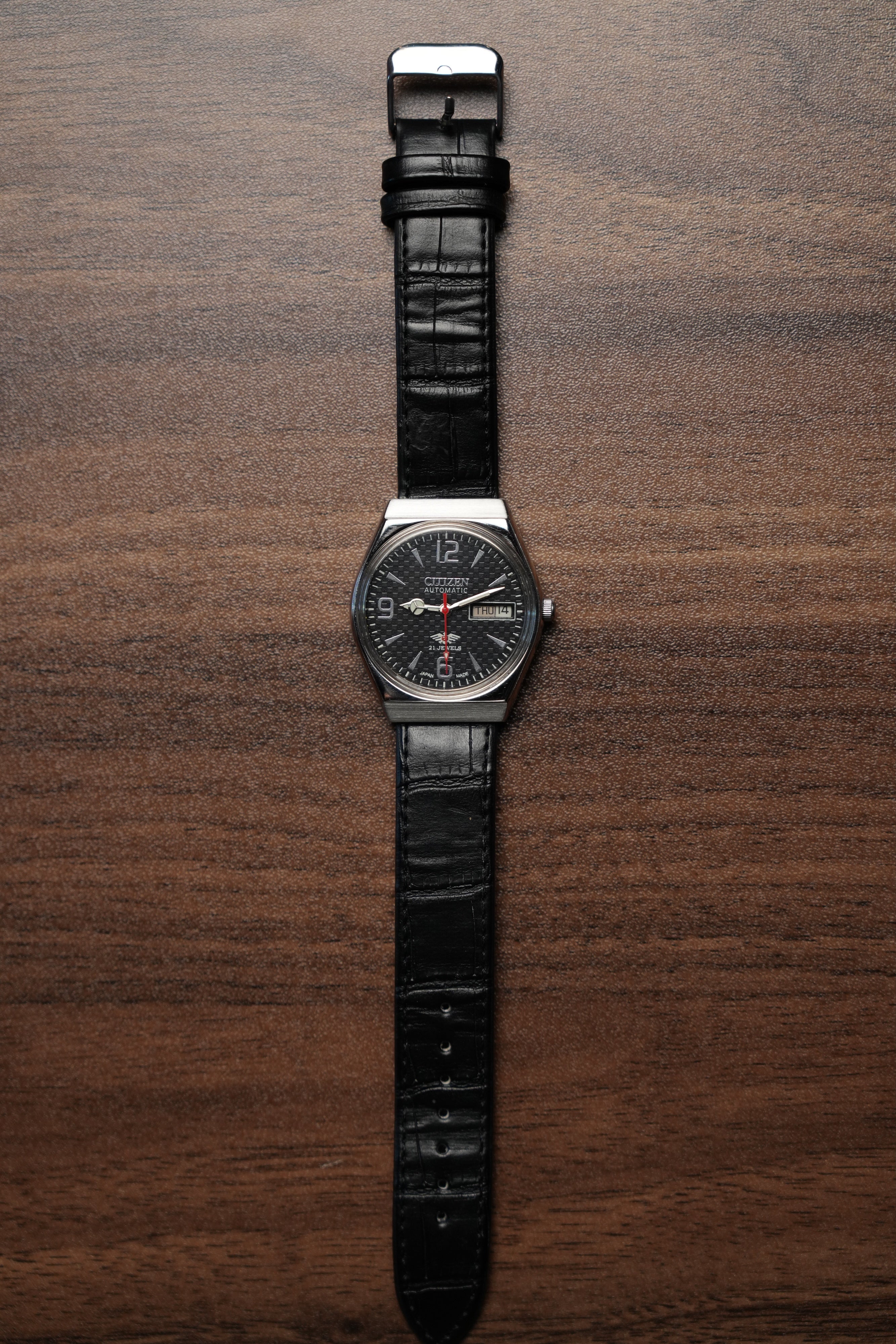 Citizen Automatic Black Checkered Dial 21 Jewel GN-45-71-2574