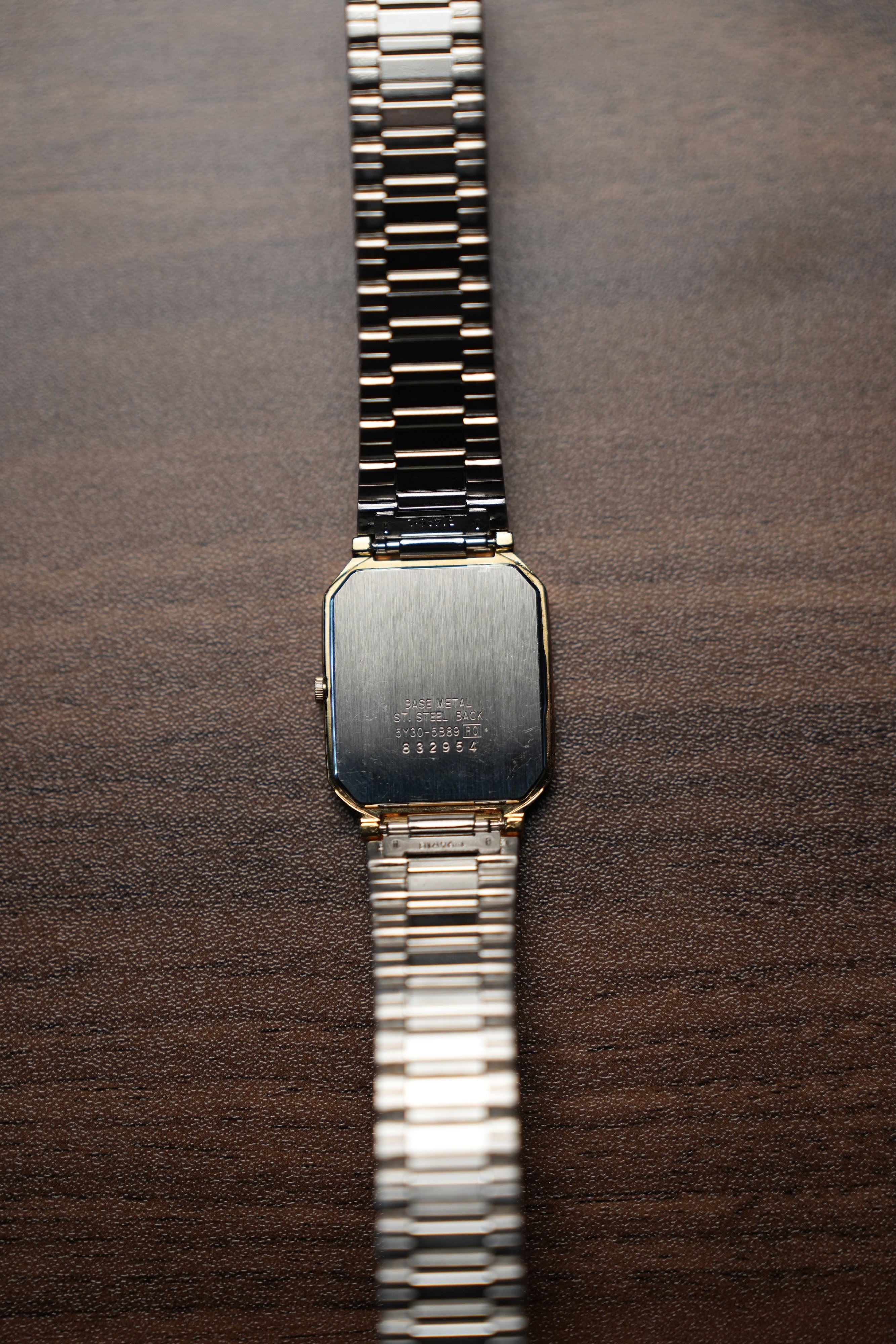 Seiko Black Dial Tank Diamond Melee 5Y30-5B89 Slight Hue in Crystal