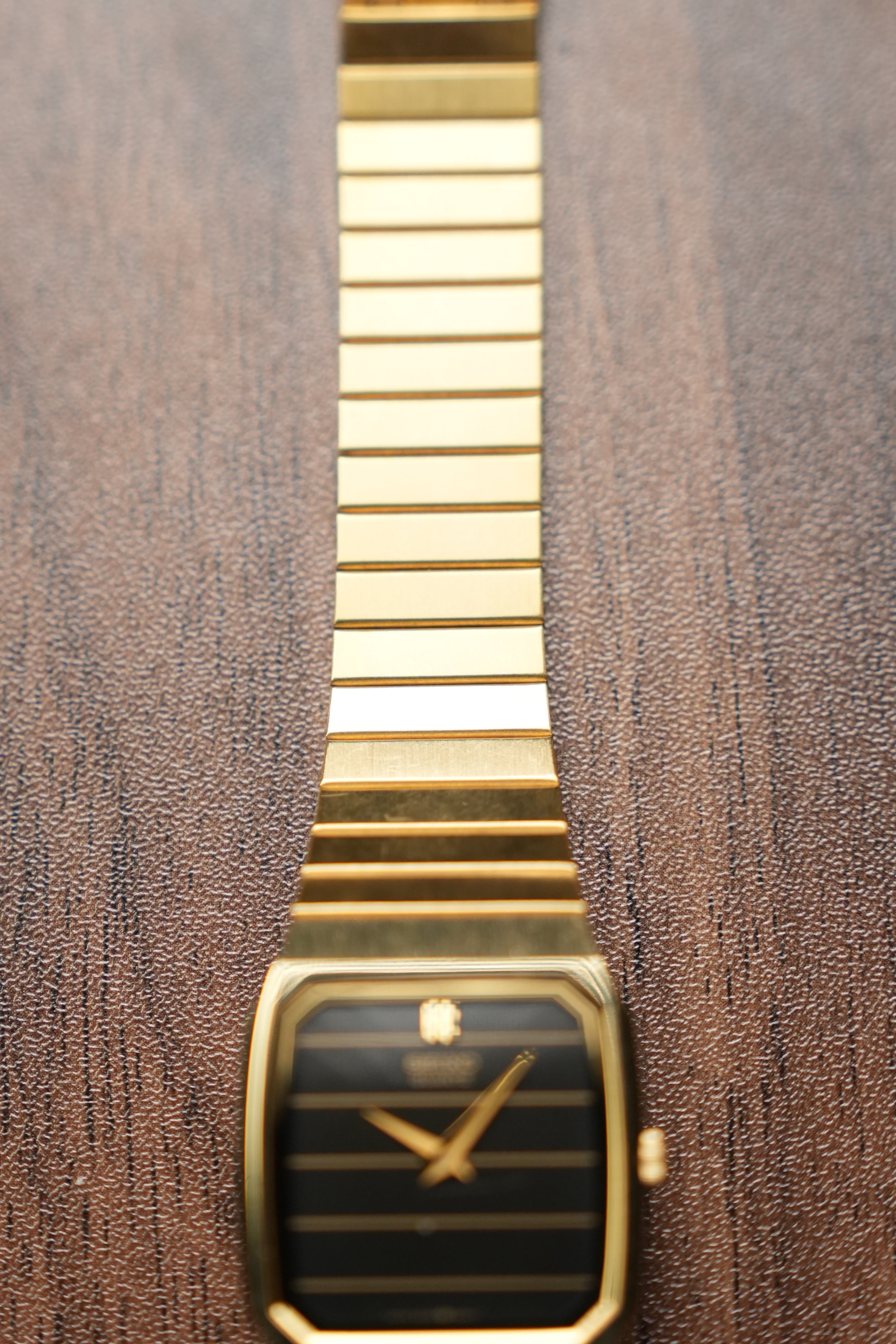 1985 Seiko Tank Lined Black Gold Dial 6530-5540 (Mint)