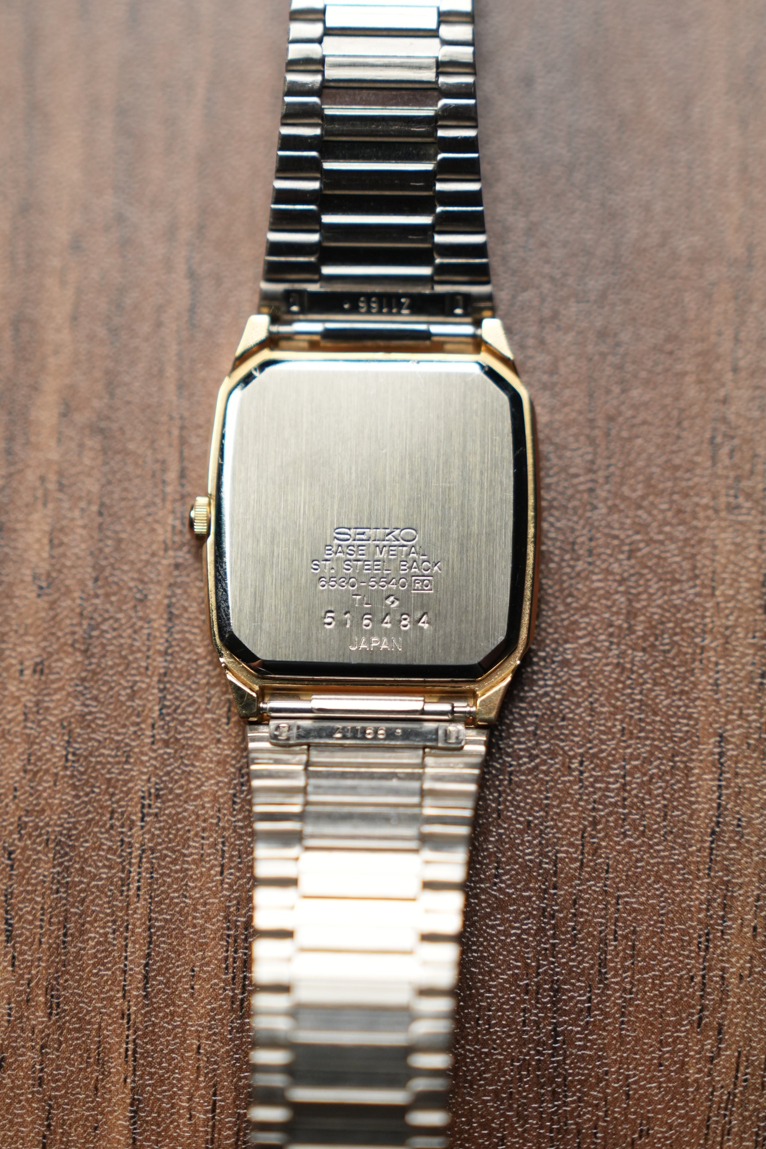 1985 Seiko Tank Lined Black Gold Dial 6530-5540 (Mint)