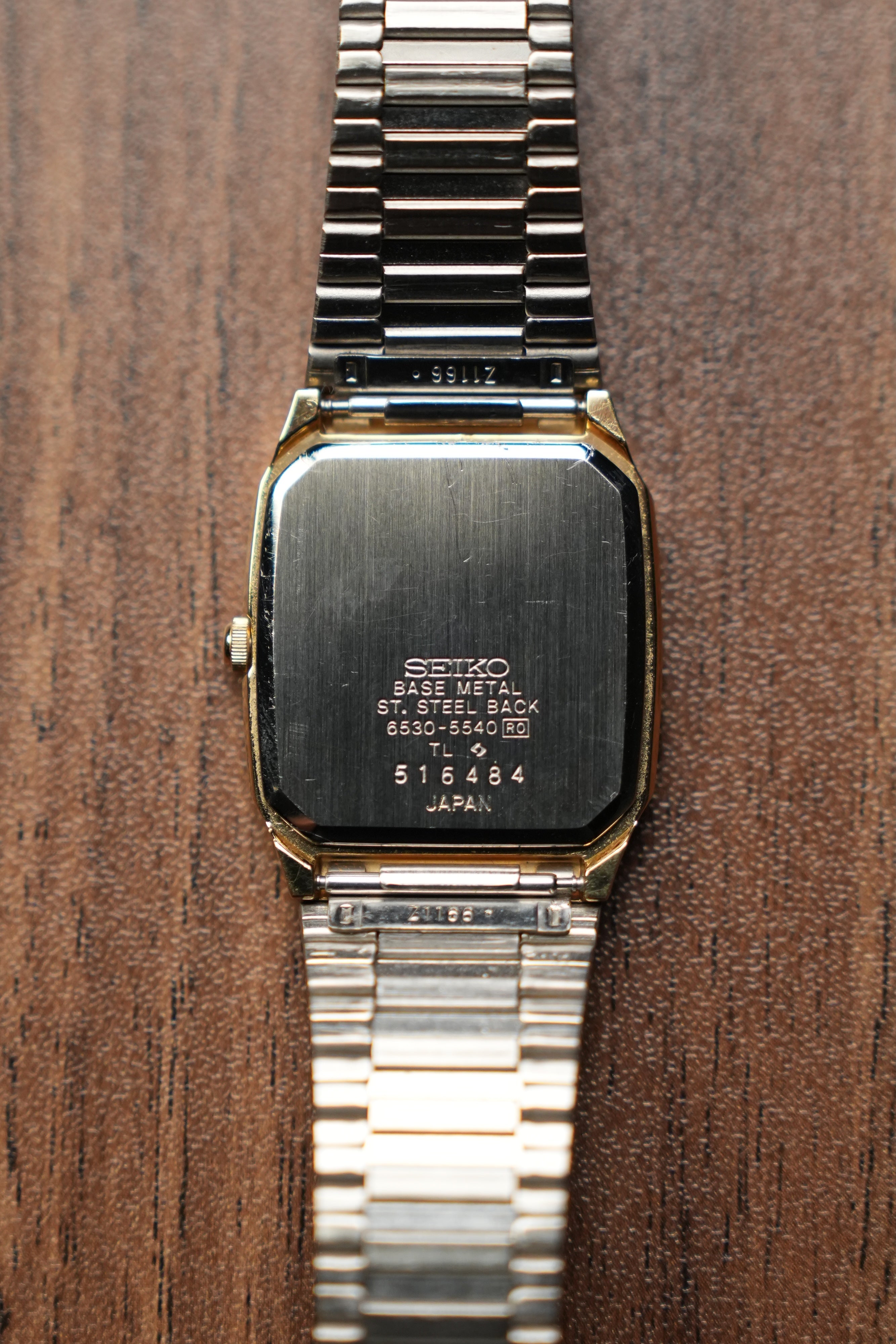 1985 Seiko Tank Lined Black Gold Dial 6530-5540 (Mint)