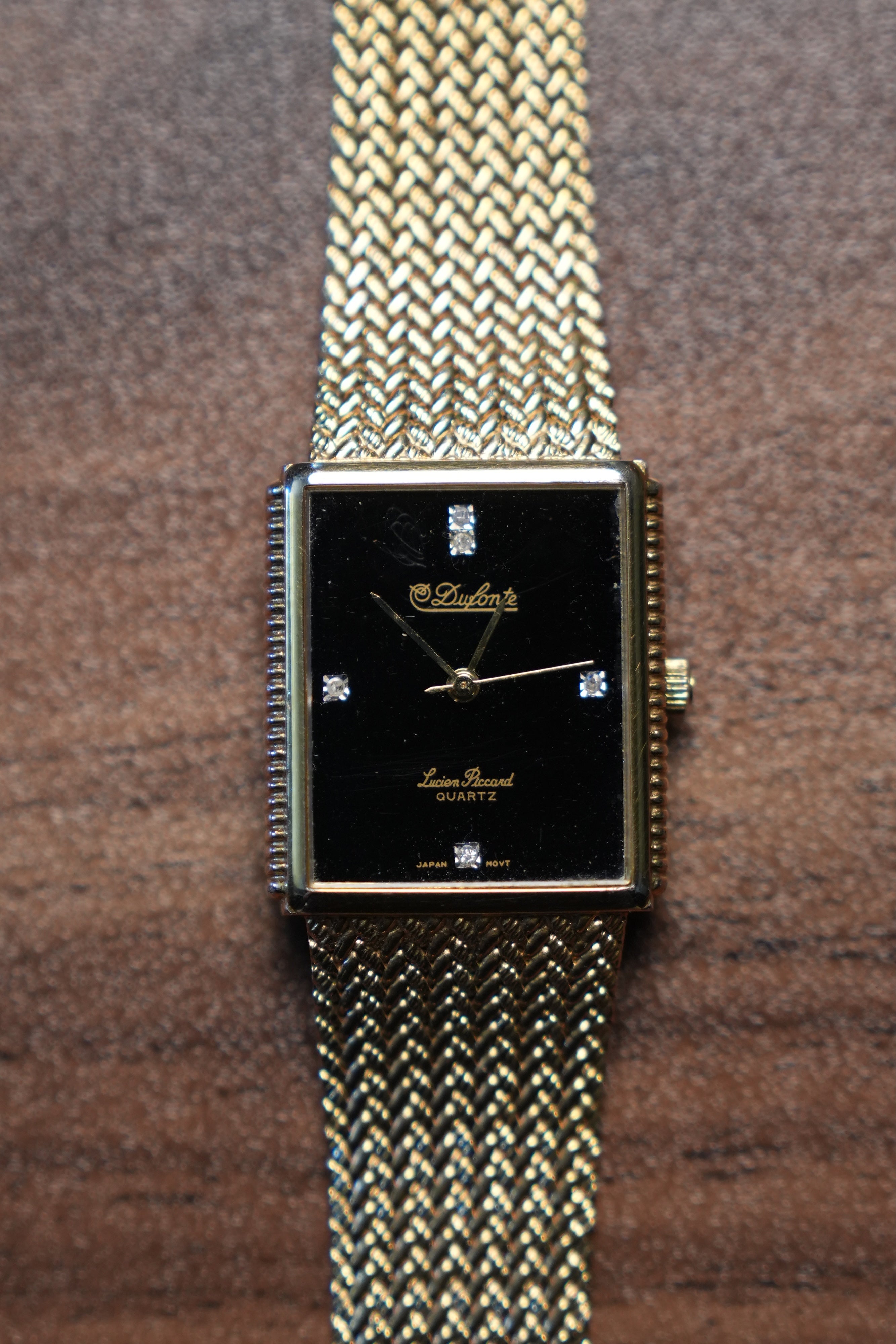Dufonte Tank Gold Black Dial Diamonds