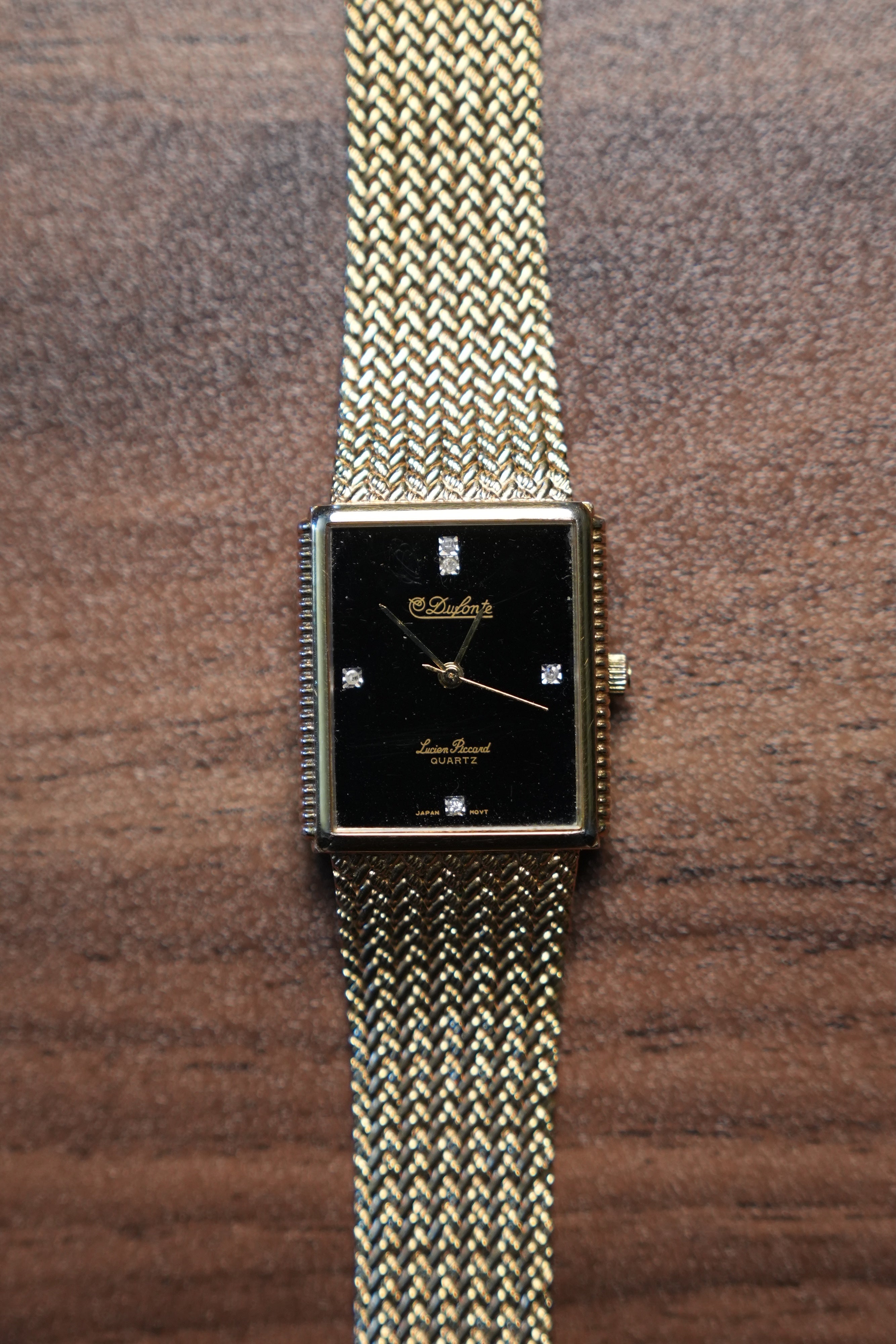 Dufonte Tank Gold Black Dial Diamonds